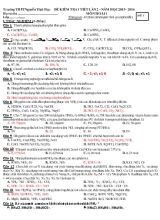 Đề kiểm tra 1 tiết lần 2 - Năm học 2015  2016 môn hoá 11 thời gian  45 phút